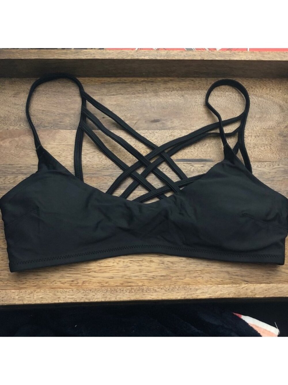 Aerie Black Strappy Bikini Top